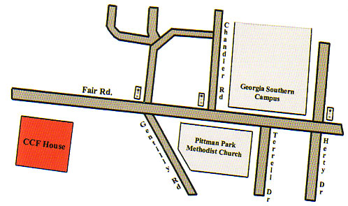 Image showing where the campus house is located at 1206 Fair Road.